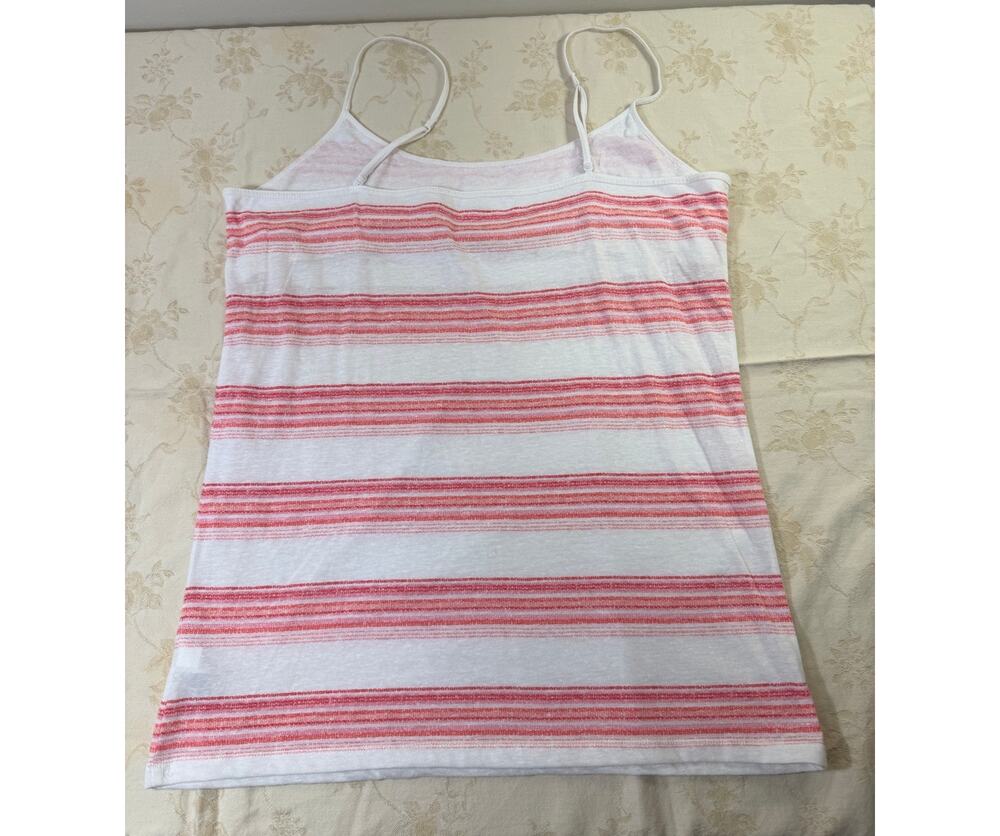 Aeropostale Favorite Cami Womens XXL White Coral Stripe Adjustable Strap Tank
